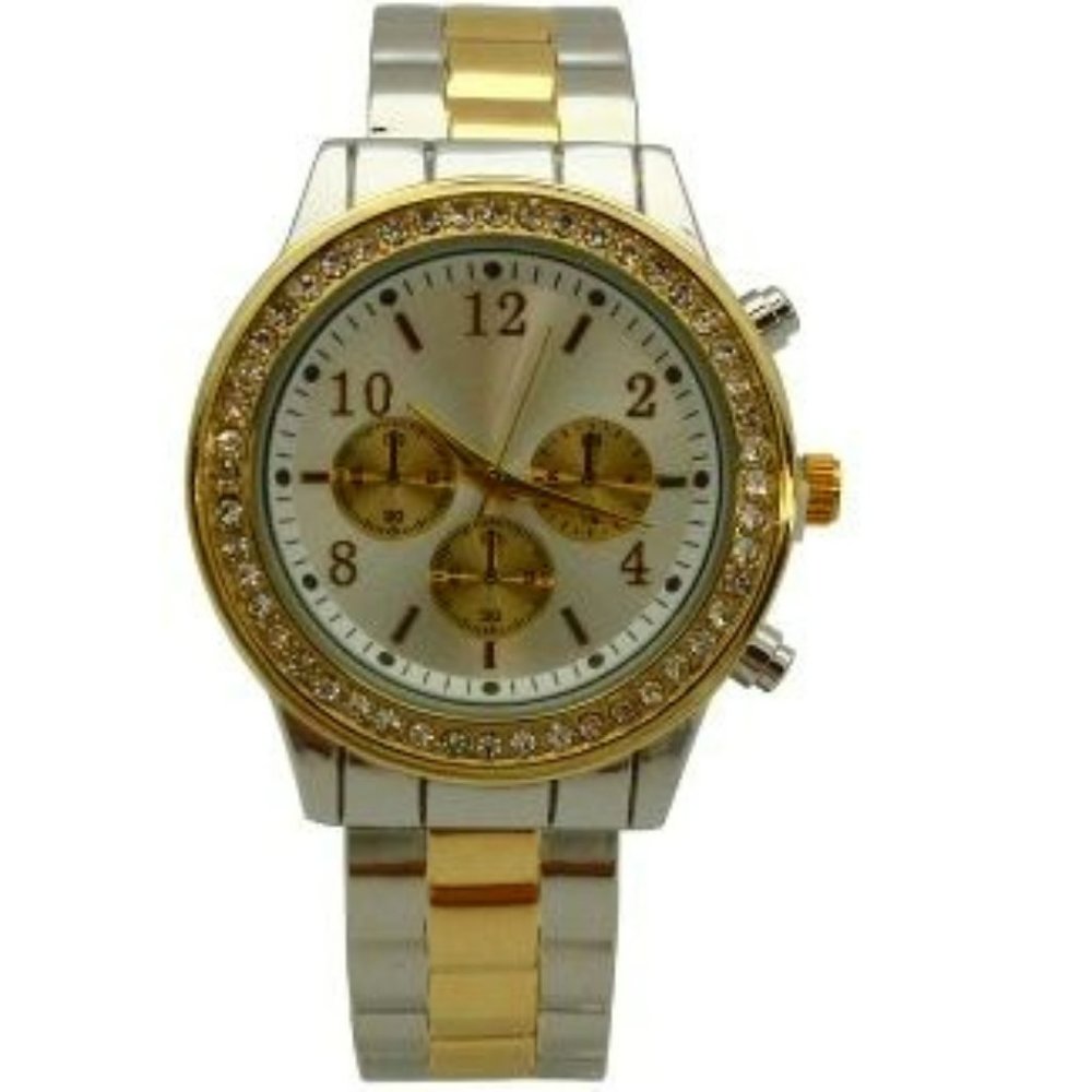 OLIVIA PRATT RHINESTONE BEZEL CHRONOGRAPH BANGLE WATCH
